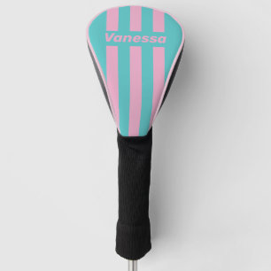 Retro South Beach Pin Stripes with Name Golf Head Cover