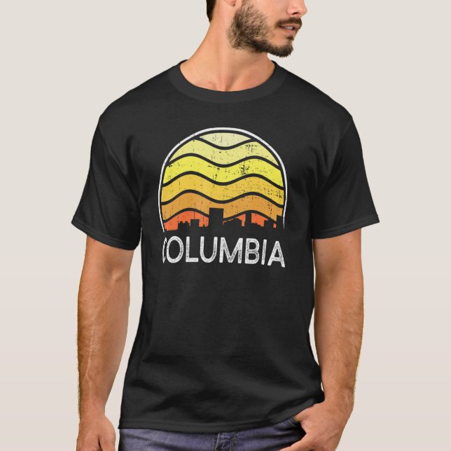 Retro South Carolina City Columbia Visitors Skylin T-Shirt (Front)