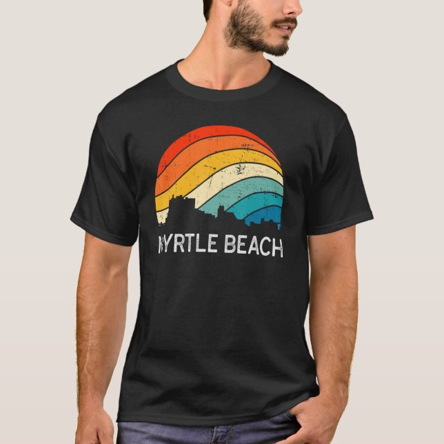 Retro South Carolina City Myrtle Beach Skyline Vin T-Shirt (Front)