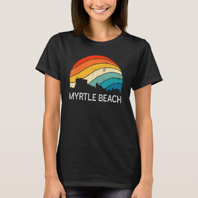 Retro South Carolina City Myrtle Beach Skyline Vin T-Shirt (Front)