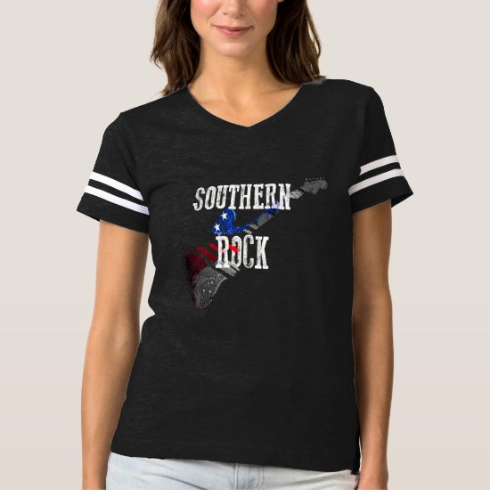 Retro Southern Rock Music Patriotic Flag Guitar T-shirt
