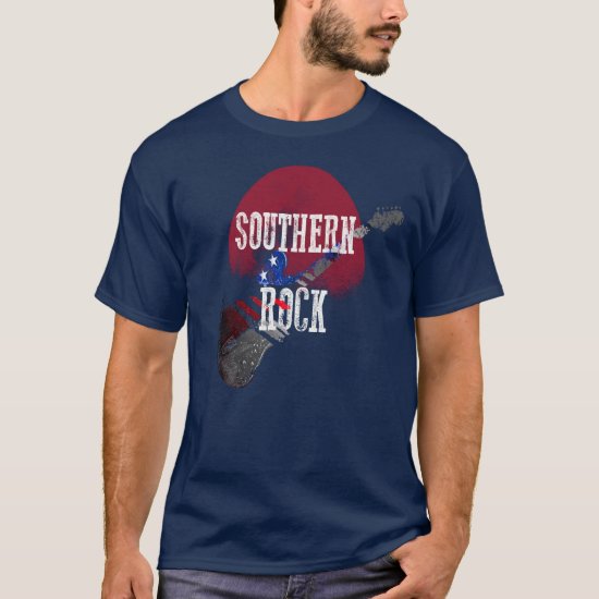 Retro Southern Rock Music Patriotic Flag Guitar T-Shirt