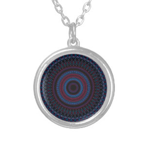 Retro Southwestern Boho Chick Mandala Design Silver Plated Necklace