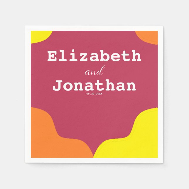 Retro Southwestern Sunrise Wedding Napkins (Front)