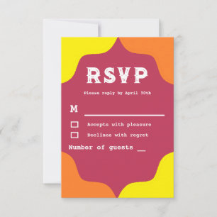 Retro Southwestern Sunrise Wedding RSVP Card