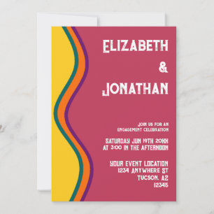 Retro Southwestern Waves Engagement Party Invitation