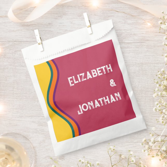 Retro Southwestern Waves Wedding Favor Bag (Clipped)