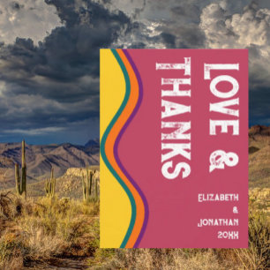 Retro Southwestern Waves Wedding Thank You Card