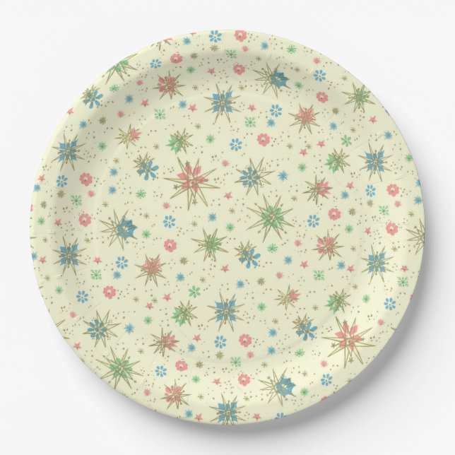 Retro Space Age Atomic Starburst Paper Plates (Front)