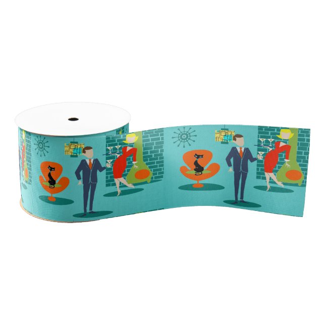 Retro Space Age Cartoon Couple Ribbon (Spool)