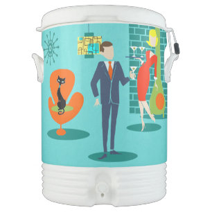 Retro Space Age Cartoon Igloo Beverage Cooler