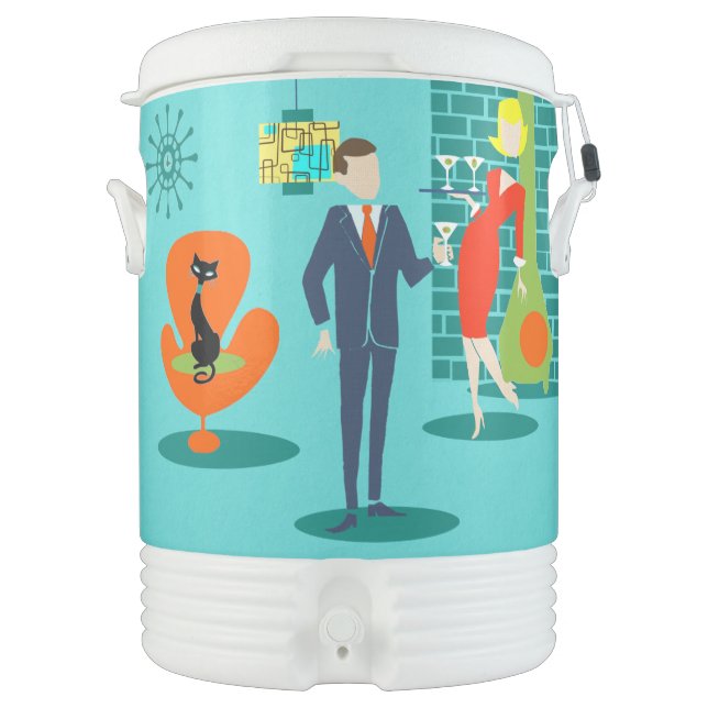 Retro Space Age Cartoon Igloo Beverage Cooler (Front)