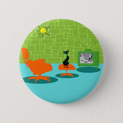 Retro Space Age Kitty Button