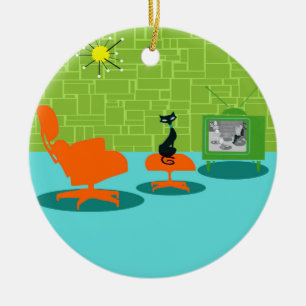 Retro Space Age Kitty Christmas Ornament