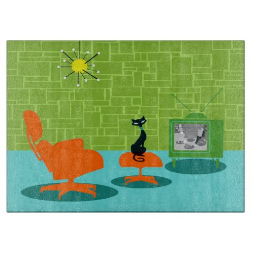 Retro Space Age Kitty Cutting Board