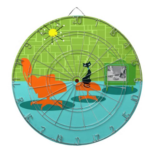 Retro Space Age Kitty Dart Board