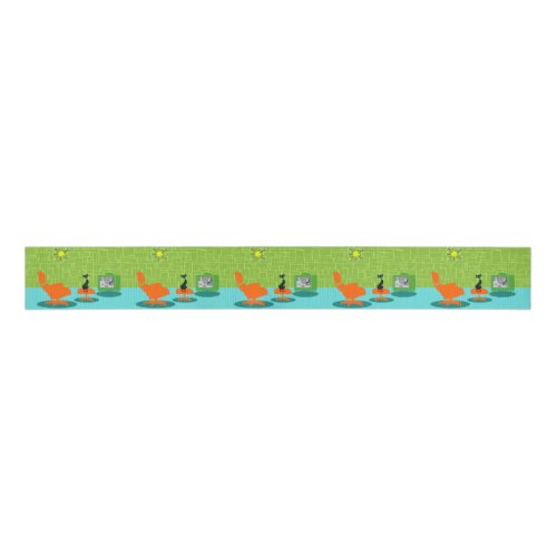 Retro Space age Kitty Grosgrain Ribbon