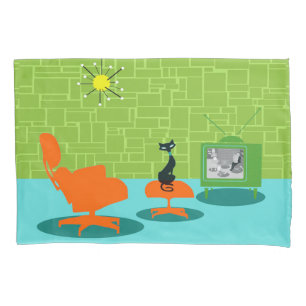 Retro Space Age Kitty Pillowcase