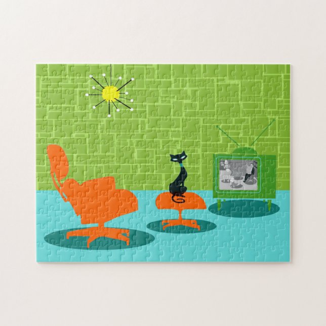 Retro Space Age Kitty Puzzle (Horizontal)
