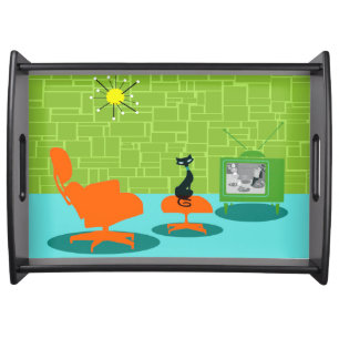 Retro Space Age Kitty Serving Tray