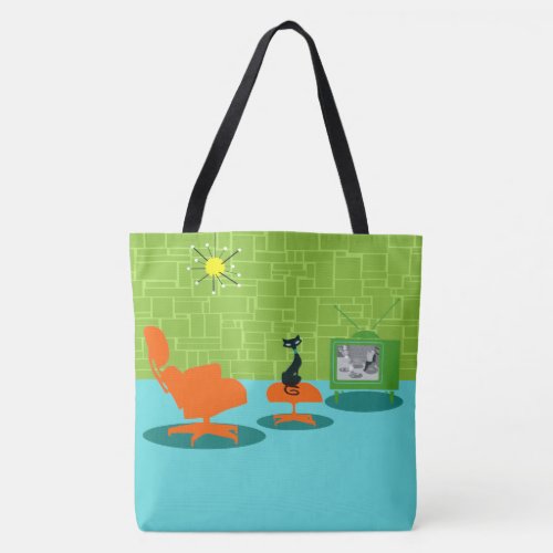 Retro Space Age Kitty Tote Bag