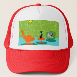 Retro Space Age Kitty Trucker Hat