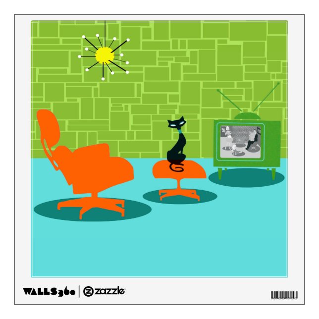 Retro Space Age Kitty Wall Decal (Front)