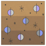 Retro Space Age Planets Stars Brown Fabric
