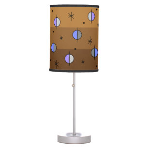 Retro Space Age Planets Stars Brown Table Lamp