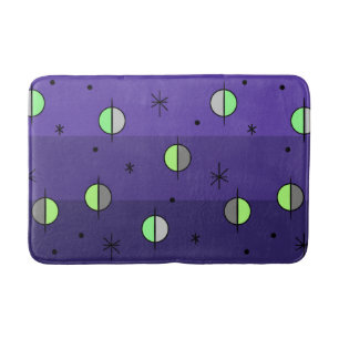 Retro Space Age Planets Stars Indigo Bath Mat