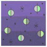 Retro Space Age Planets Stars Indigo Fabric
