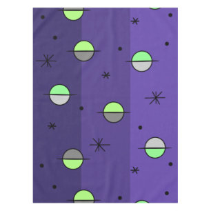 Retro Space Age Planets Stars Indigo Tablecloth