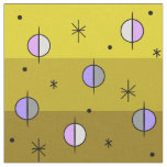 Retro Space Age Planets Stars Ochre Yellow Fabric