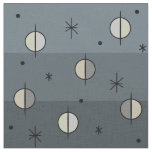 Retro Space Age Planets Stars Slate Gray Fabric