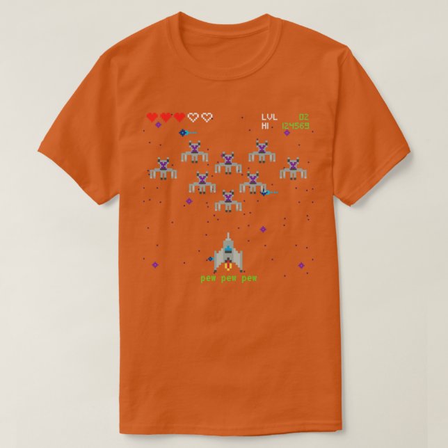 Retro Space Arcade Video Game1 T-Shirt (Design Front)