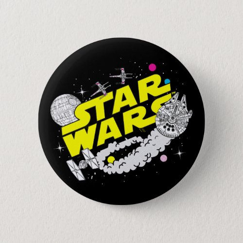 Retro Space Battle Star Wars Logo Button