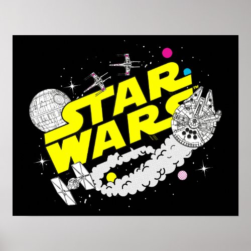 Retro Space Battle Star Wars Logo Poster