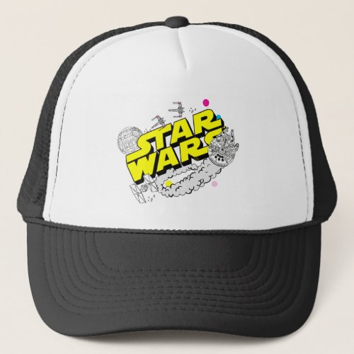 Retro Space Battle Star Wars Logo Trucker Hat