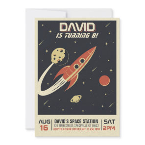 Retro Space Birthday Invitation