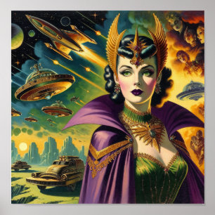 Retro Space Commander Poster