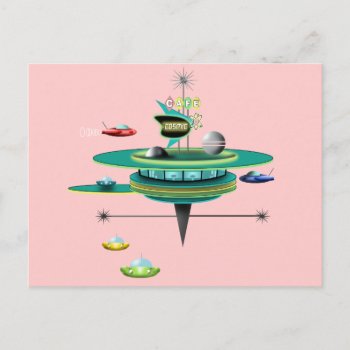 Retro Space Diner Postcard by oldrockerdude at Zazzle