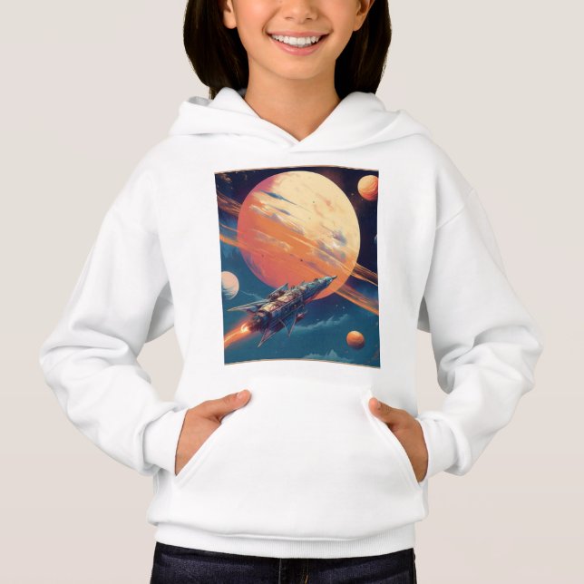 Retro Space Exploration Poster Hoodie (Front)