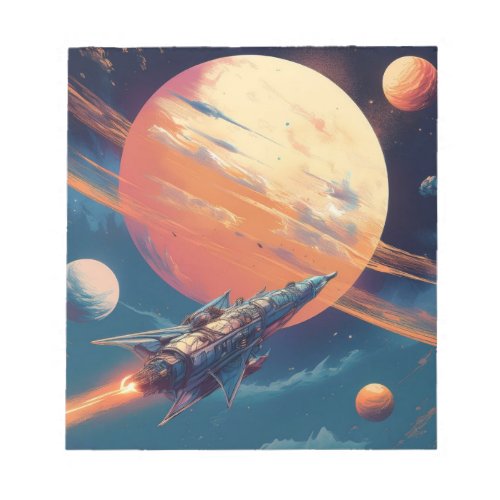 Retro Space Exploration Poster Notepad