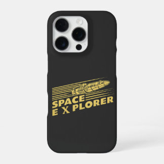 Retro Space Explorer Rocket Graphic iPhone 16 Pro Case