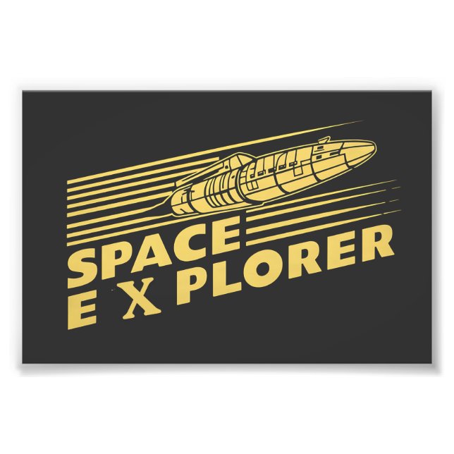 Retro Space Explorer Rocket Graphic Photo Print (Front)