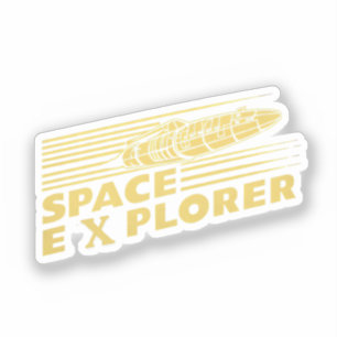 Retro Space Explorer Rocket Graphic Sticker