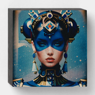 Retro space girl wooden box sign