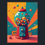 Retro Space Gumball Machine : Pop Art Poster<br><div class="desc">In the heart of this vibrant artwork lies the Cosmic Gumball Machine, a portal to a world where retro nostalgia collides with the wonders of the universe. This isn't just any gumball machine—it's a fantastical Pop Art sculpture, reimagined as a candy-colored solar system. Inside its sleek, futuristic globe, miniature planets...</div>