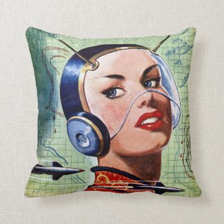 Retro Space Lady Pillow