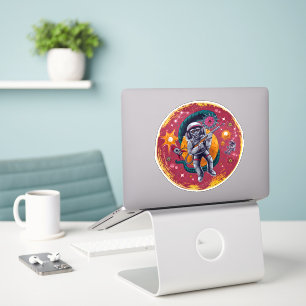 Retro Space Monkey Astronaut Sci Fi Vinyl Sticker